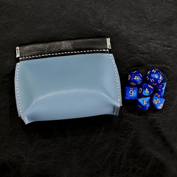 Leather Dice Bag: Hand-Sewn Top-Grain Cowhide case + Free 7-Piece DND Dice Set