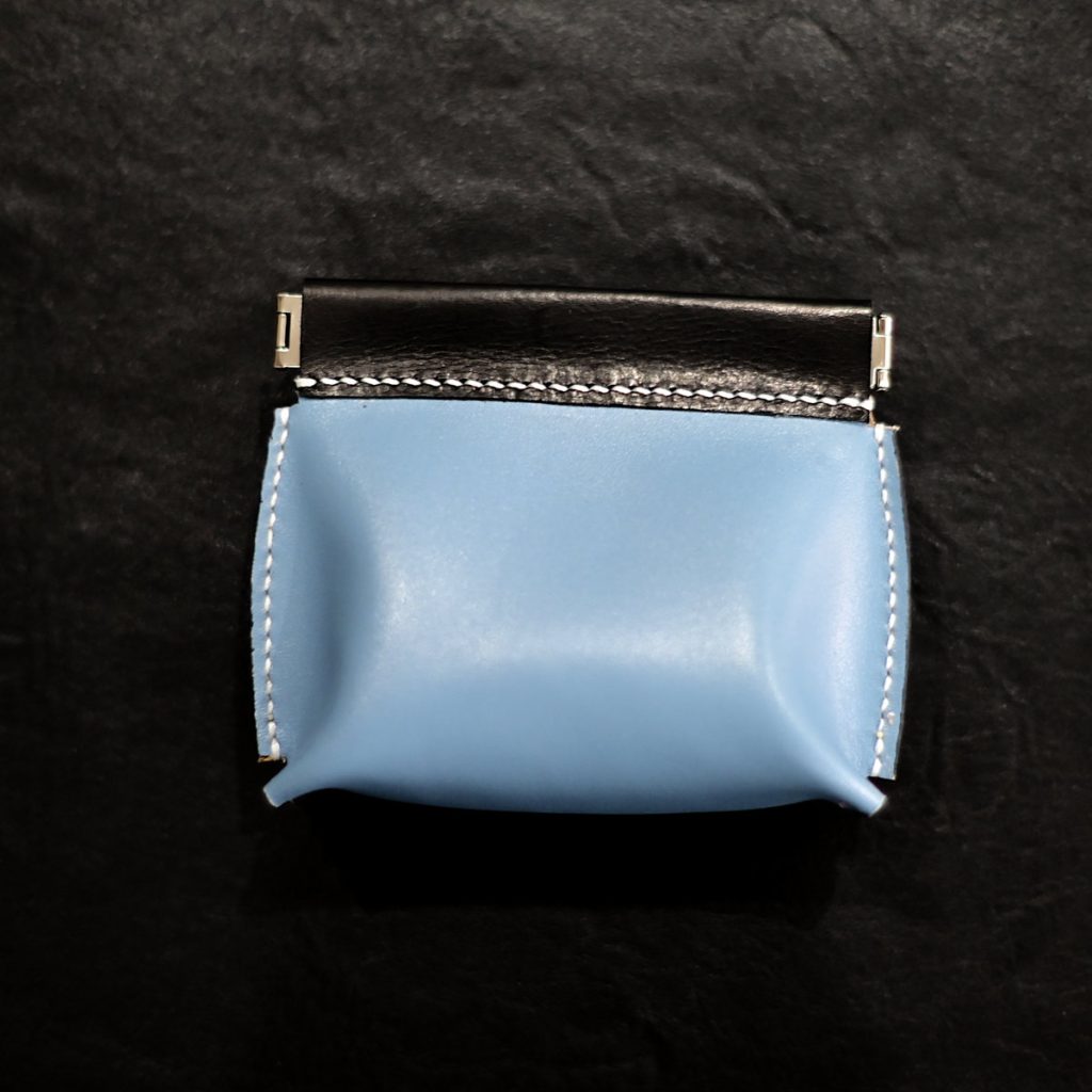 The Sky Blue Compact Pouch – Hand-Sewn Top-Grain Leather