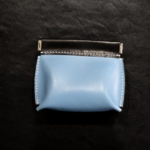 The Sky Blue Compact Pouch – Hand-Sewn Top-Grain Leather