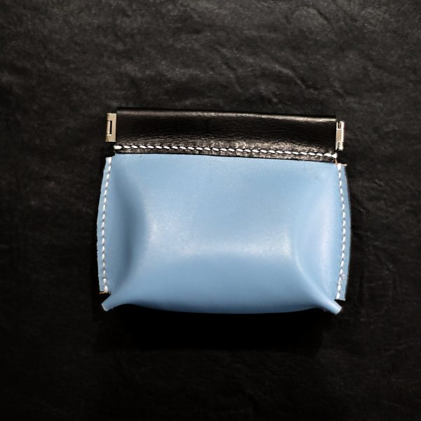 The Sky Blue Compact Pouch – Hand-Sewn Top-Grain Leather