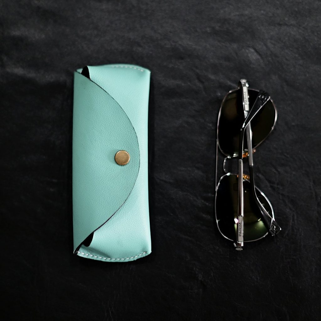 Mint Green Top Grain Leather eyeglasses case