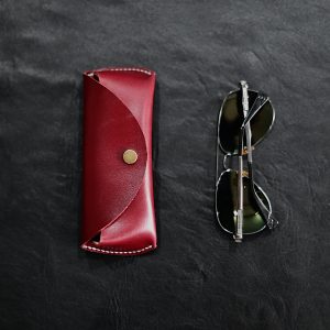 Hand-Stitched Top-Grain Leather Glasses Case – Artisan Crafted, Burgundy Red