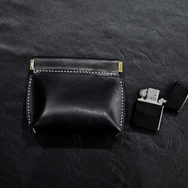 Hand-Stitched Black Leather Mini Pouch: Compact Multi-Purpose Organizer for Earbuds|Jewelry|Lipstick|Coins