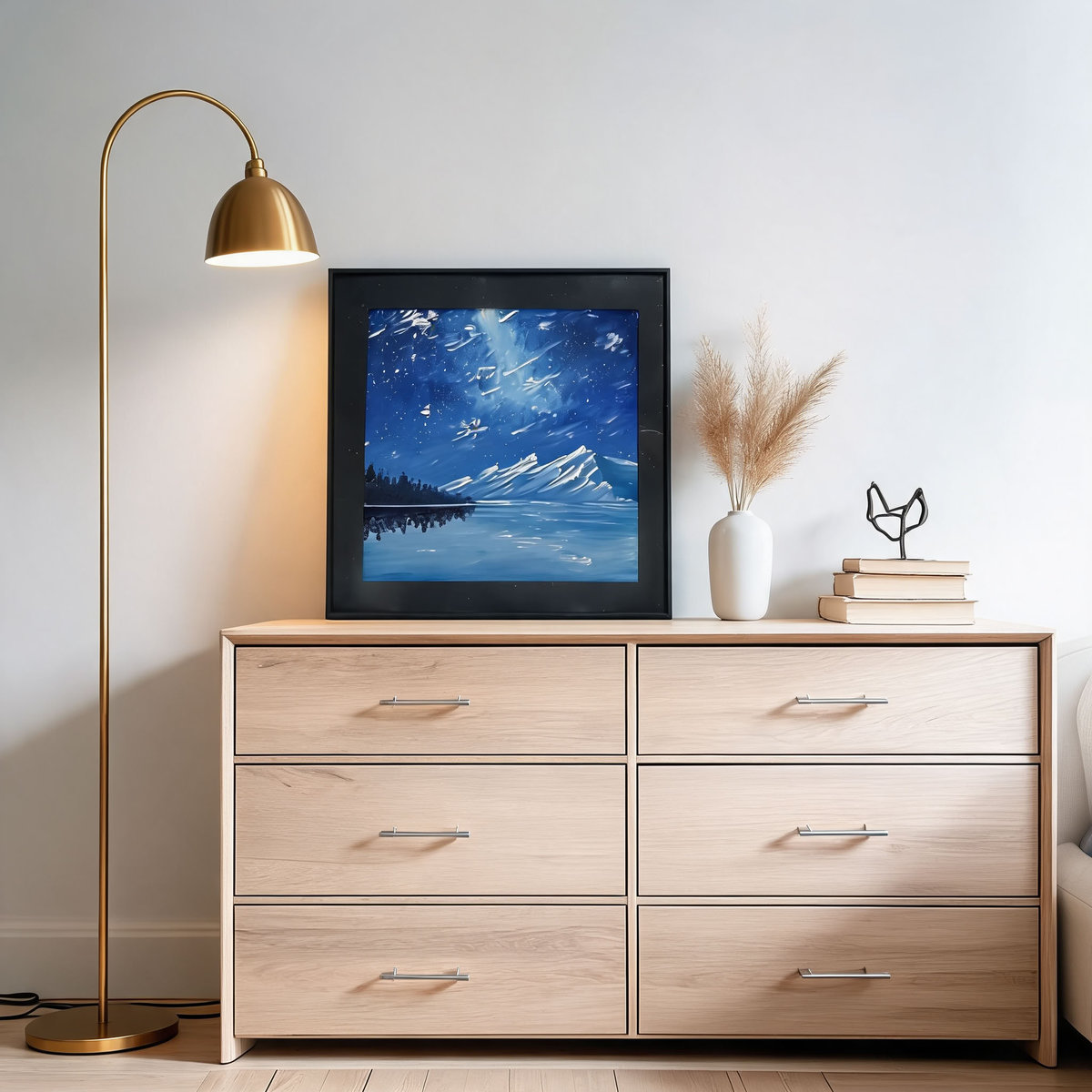 Free Custom Engraving Hand Painted Oil Painting Wall Art on Canvas with Cowhide Frame
