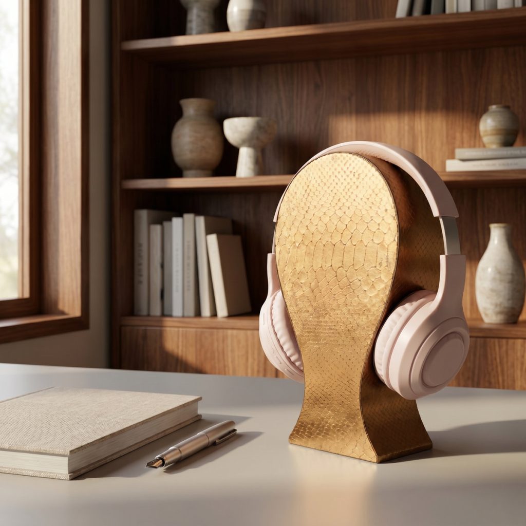 Minimalist Leather Headphone Holder - Handcrafted with Top Grain Cowhide | Luxury Handmade headphone stand
