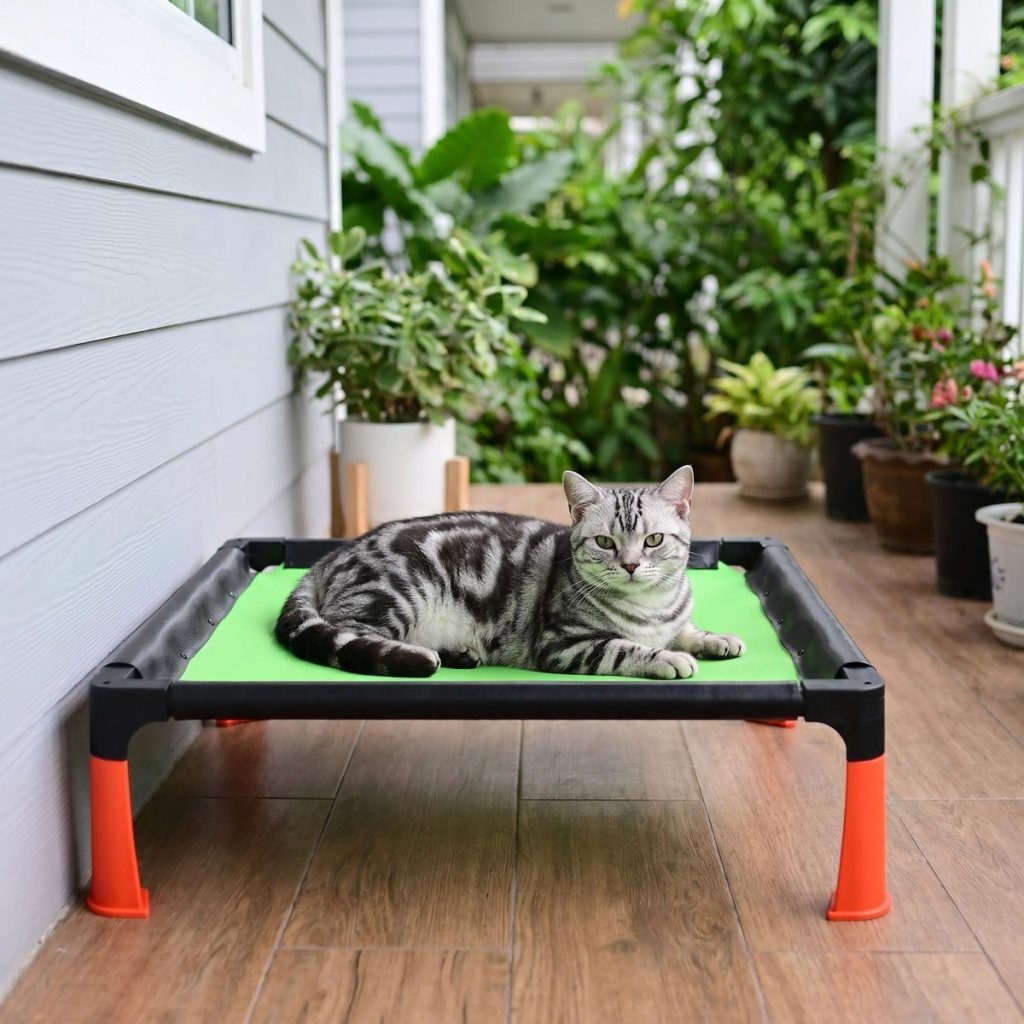Handmade Full-Grain Leather Cat Bed - Elevated Cot for Cats