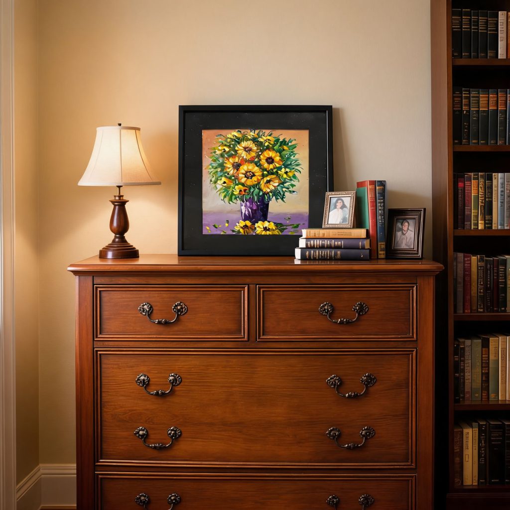 Best Gifts for Dad - Hand-Painted Sunflower Oil Painting in Cowhide Frame