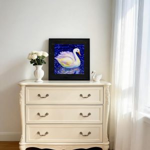 Free Custom Engraving Hand-Painted Swan Oil Painting Wall Art