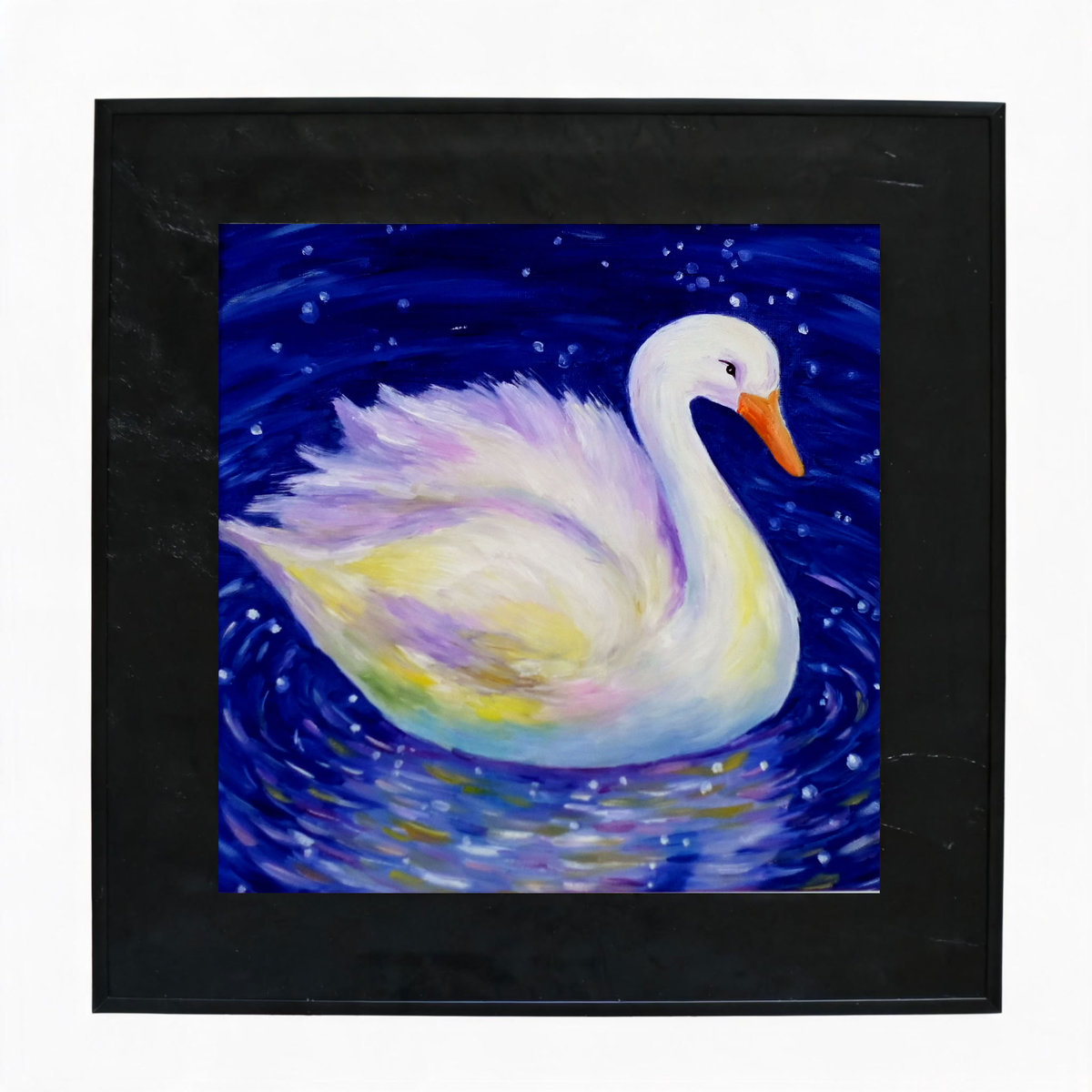 Free Custom Engraving Hand-Painted Swan Oil Painting Wall Art - Image 6