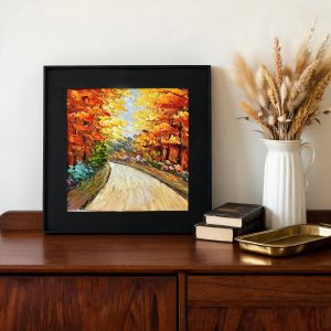 Personalized Housewarming Gifts - Hand-Painted Autumn Oil Painting with Free Custom Engraving
