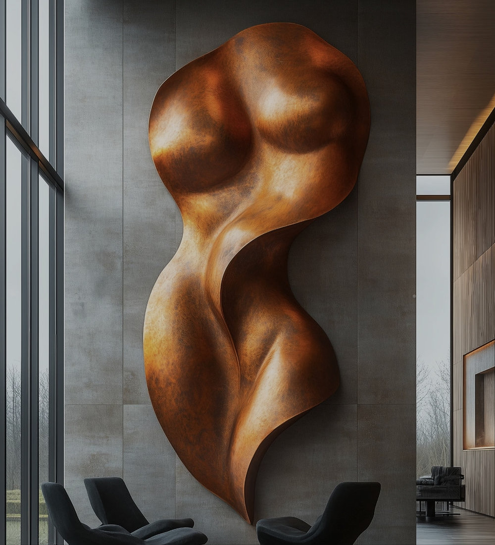 large curved bronze-finish abstract female