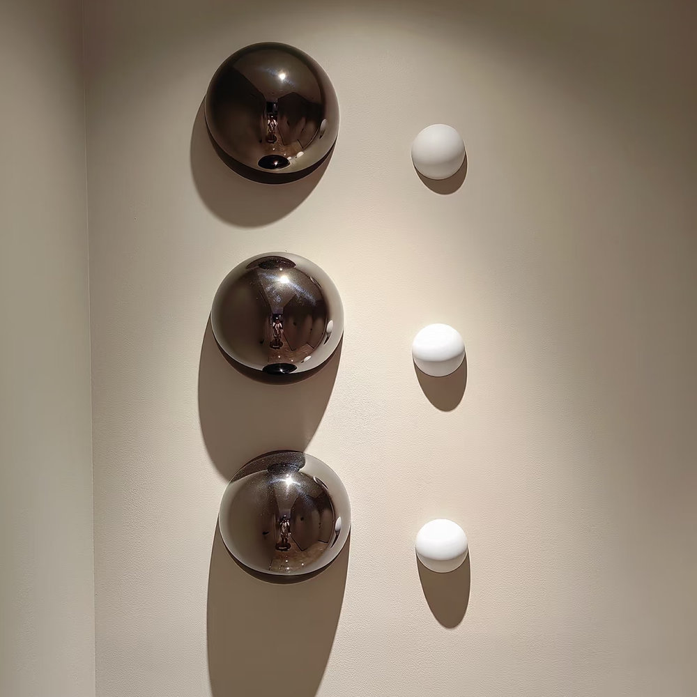 glossy chrome and matte white 3D spherical